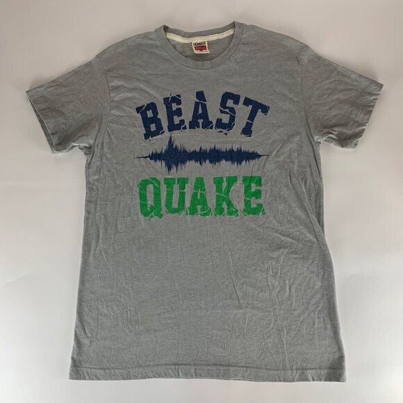 Beast Quake Marshawn Lynch Gray Homage Short Sleeve Crewneck Shirt Mens Large - Picture 1 of 5